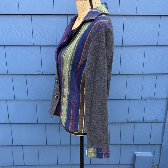 Anthropologie large Stylish Gray and Multicolor Women's cardigan sweater patch - Picture 7 of 13